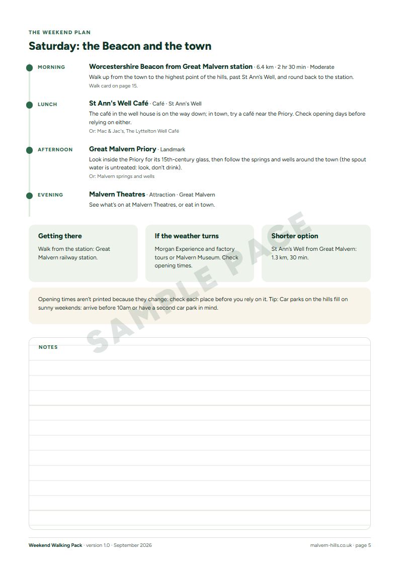 Sample page 3 from the Weekend Walking Pack